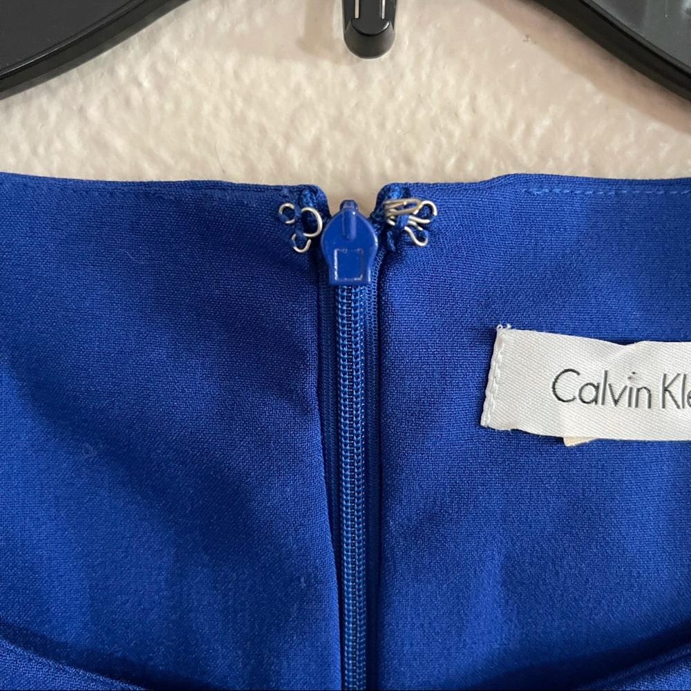 Calvin Klein Blue Scuba Crepe Ruched Dress - Picture 9 of 15